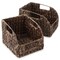 Casafield Set of 2 Water Hyacinth Pantry Baskets with Handles, Woven Storage Bin Organizers for Kitchen Shelves, Medium and Large Sizes